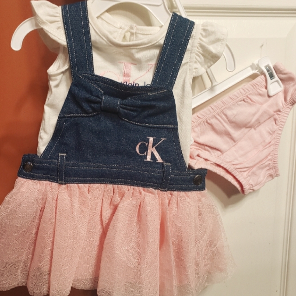 NWT CALVIN KLEIN JEANS Infant Girls 🌺 3 Piece Dress Set Sz 12M